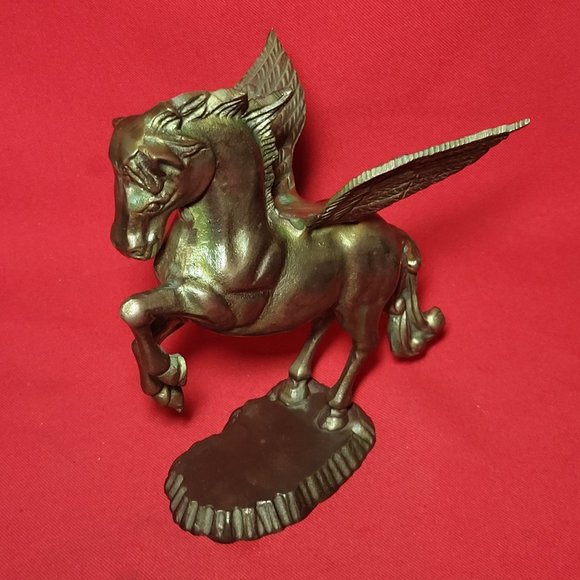 VTG Solid Brass Pegasus Statue Flying Winged Mythical Horse Flowing Mane Fantasy - Picture 8 of 12